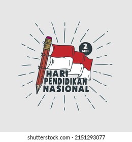 Hari Pendidikan Nasional 2 Mei, Translation: May 2, happy national education day of indonesia. vector illustration.