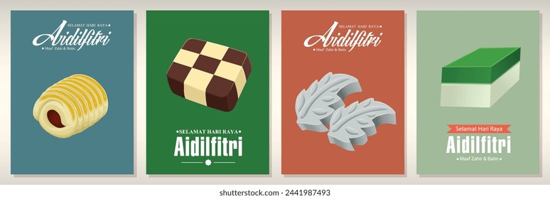 Hari Raya Aidilfitri background design with Kuih Raya. Malay means Fasting day celebration, I seek forgiveness, physically and spiritually.