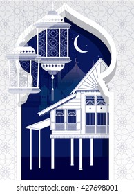 hari raya arch template vector/illustration
