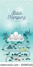 hari raya balik kampung greetings template with malay words that mean 'going home'