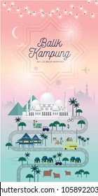 Hari Raya Balik Kampung Greetings Template With Malay Words That Mean 'going Home'