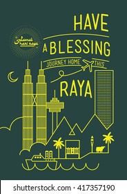 hari raya/ balik kampung template vector/ illustration balik kampung is a malay word that translates to 'going home: hometown'/ selamat hari raya literally means celebration day