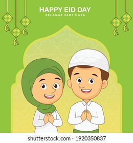 Hari Raya Eid Day Feliz hombre y mujer musulmán