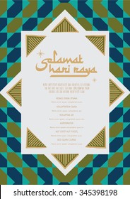 hari raya emblem vector/ illustration with malay words that translates to Wishing you a joyous Hari Raya/ Islamic Pattern for Muslim Celebration Template