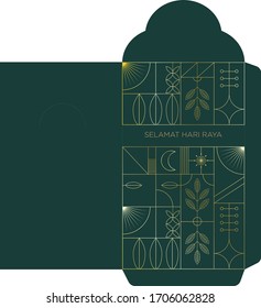 Hari Raya Festive Packet Template Design /illustration With 'Selamat Hari Raya' Greetings, Hari Raya Festive Packet With Modern Abstract Design - Vector