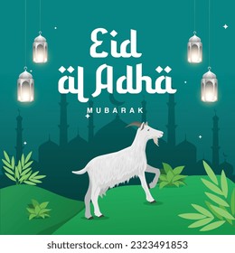 Hari raya idul adha means eid mubarak greeting card template