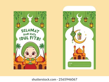 Hari Raya Idul fitri Eid Mubarak Envelope Cute Card Design