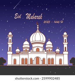 Hari Raya Idul Fitri, happy Eid al-Fitr or Eid Mubarak illustration for social media post design template vector