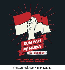 Hari Sumpah Pemuda, 28 Oktober. Translation : October 28, Happy Day Youth Pledge of Indonesia. vector illustration.