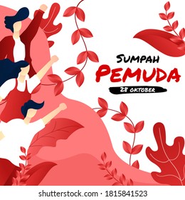 Hari Sumpah Pemuda, Translation: Happy Indonesian Youth Pledge Banner Vector Illustration