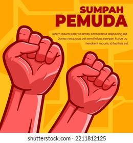 Hari sumpah pemuda. Translation: Youth Pledge Day of Indonesia. Vector illustration hand clenched