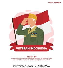 Hari Veteran Nasional ou Dia dos Veteranos da Indonésia com um veterano saudado
