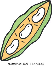 Haricot color icon. Agriculture plant. Vegetable farm. Kidney bean. Greenery. Healthy diet. Vegetarian and vegan nutrition. Farming. Soup. Salad ingredient. Isolated vector illustration