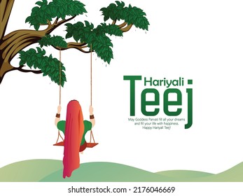 Hariyali Teej festival with woman swing, shiv ling celebration of india