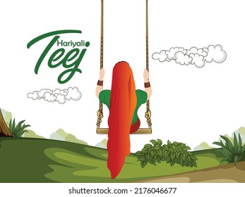 Hariyali Teej festival with woman swing, shiv ling celebration of india