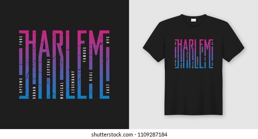 Harlem New York stylish t-shirt and apparel design, typography, print, vector illustration. Global swatches.