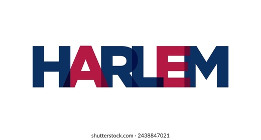 Harlem, Nueva York, EE.UU. diseño de eslogan de tipografía. Logotipo de América con letras gráficas de ciudad para productos impresos y web.