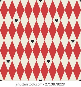 Patrón geométrico sin costuras de arlequín. Fondo de Vector estético de circo y carnaval. Fondo de pantalla vintage a cuadros de diamantes. Festiva y celebración por toda la impresión para la tela, papel, paquete