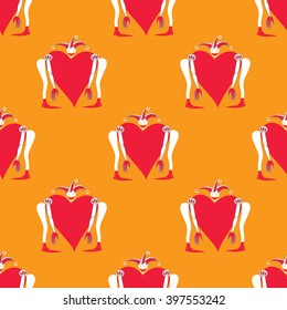 Harlequin heart. Art Deco, Baroque, and Oriental ornaments. Repeating background for textile, wrapping paper or Wallpaper.