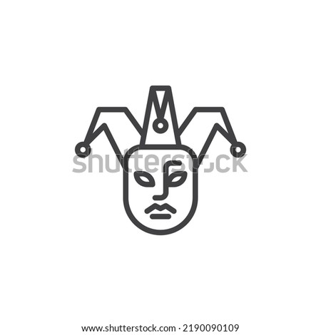 Harlequin mask line icon. linear style sign for mobile concept and web design. Carnival mask outline vector icon. Symbol, logo illustration. Vector graphics