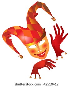 harlequin in red