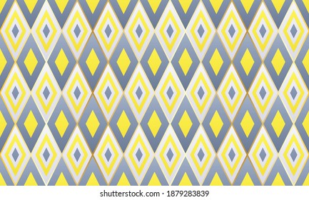 Harlequin rhombus shapes geometric seamless pattern. Luxury gold grid tile ornament.  Textile print mosaic rhombus seamless graphid design. Minimal motif background pattern.