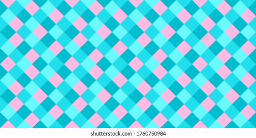 Baldosas Harlequin rhombus sin fisuras de diseño gráfico vectorial. Fondo retro de formas cuadradas. Rhombus patrón geométrico sin costuras, mantel de impresión textil. Colas creativas interminables fondo.