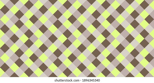 Harlequin rhombus tiles seamless pattern vector graphic design. Square shapes retro background. Rhombus geometric seamless pattern, tablecloth textile print. Abstract squares endless backdrop.