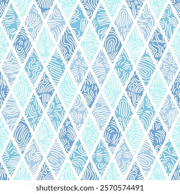Harlequin seamless pattern with doodle texture - hand drawn vector illustration.