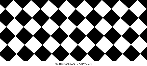 Patrón sin costuras de arlequín. Fondo geométrico con rombo blanco y negro. Ornamento de circo o mascarada. Ilustración plana de Vector. Eps10

