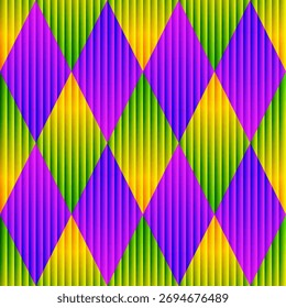 Patrón sin fisuras de arlequín con textura de vidrio acanalado - Ilustración vectorial dibujada a mano.