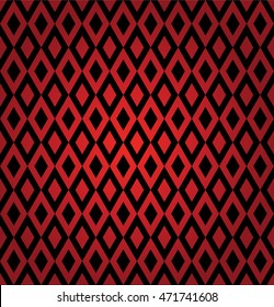 Harlequin suit red and black festive diamonds gradient pattern background, scarlet rhombuses on vector dark backdrop, used for websites, textile, cards, wrapping paper, scrapbooking 