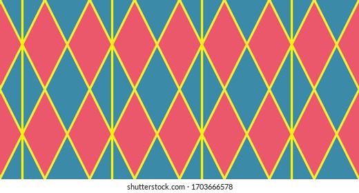 Harlequin vintage or argyle seamless pattern. Diagonal background for packaging design, card circus, jester, masquerade For premium boxes of cosmetics, wine, jewelry. Vector texture of rhombuses