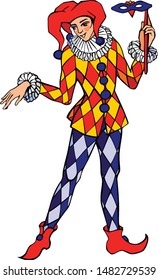 Harlequin without a mask. Vector illustration.eps