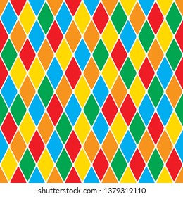 Harlequin's polychromatic mosaic bright cheerful seamless pattern.