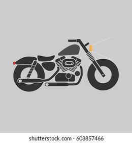 Harley Davidson Motorcycle Vector Black.illustration.