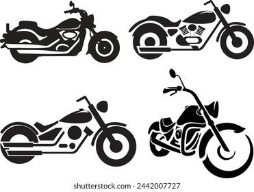 Harley Motor Vector. Vector set of motorcycle illustrations. Motorcycle Silhouette. Harley Davidson