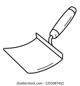 Harling trowel. Vector outline icon isolated on white background.