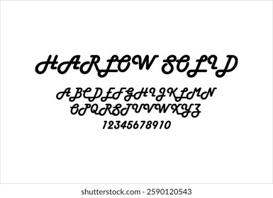 Harlow Solid font for logo and headline. Isolated vector typeset