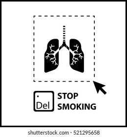 Harm about smoking.removal of lungs.Flat.poster Black-and-white