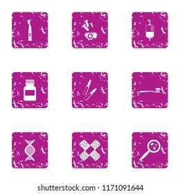 Harm icons set. Grunge set of 9 harm vector icons for web isolated on white background