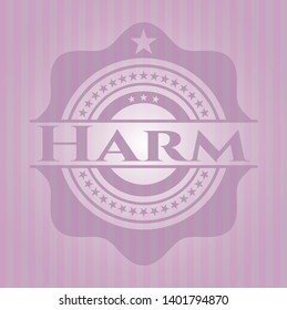 Harm  pink emblem. Vector Illustration. Detailed.