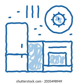 harmful bacteria in kitchen sketch icon vector. Hand drawn blue doodle line art harmful bacteria in kitchen sign. isolated symbol illustration