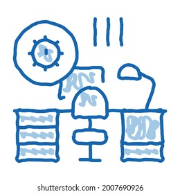 harmful bacteria in working room sketch icon vector. Hand drawn blue doodle line art harmful bacteria in working room sign. isolated symbol illustration