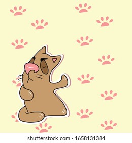 Harmful cat . Design of banners and postcards. Sticker. Isolated vector design for online communications, networks, social networks, web design, mobile messages.animals