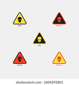 Harmful and dangerous people. Five warning icons