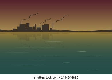 Harmful emissions from factory pipes. Vector illustration.