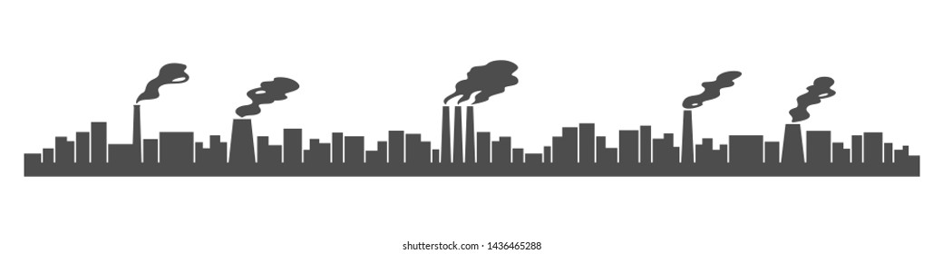 Harmful emissions from plant smokestacks. Atmosphere pollution. Vector illustration.