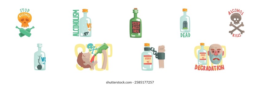 Harmful Habit and Bad Toxic Addiction Object Vector Set
