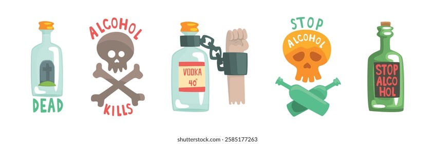 Harmful Habit and Bad Toxic Addiction Object Vector Set